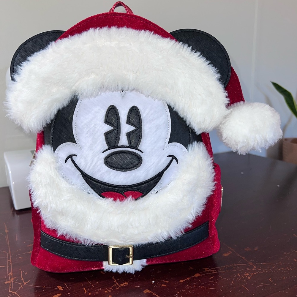 Loungefly Red and White Mickey Mouse Santa Backpack